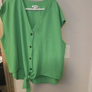 Calvin Klein Vibrant Green Button-Down Blouse